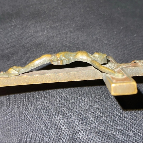 Antique Victorian Bronze Pectoral Cross Crucifix INRI Skull & Bones -France Flea - Picture 13 of 16